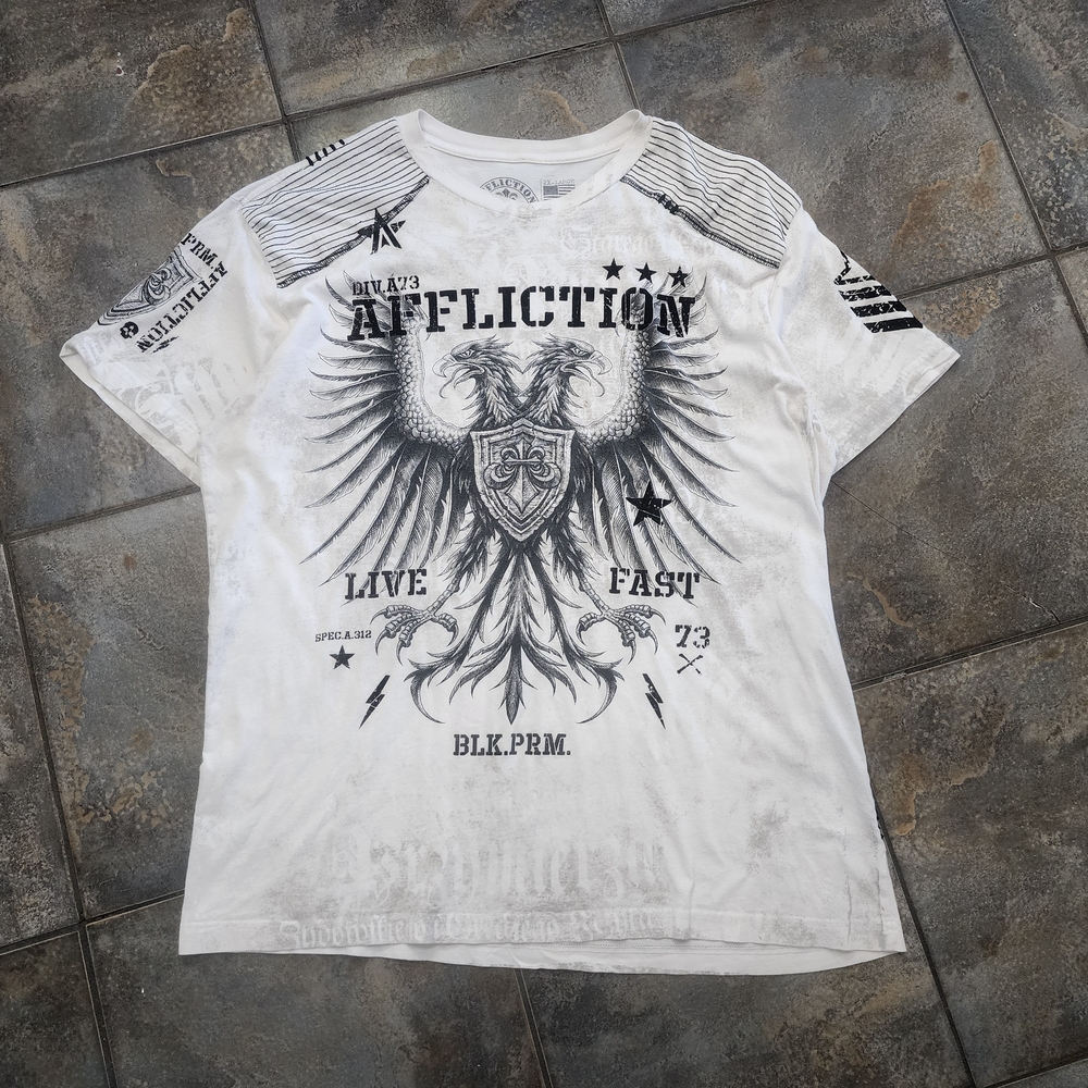 Vintage Y2K Affliction Men's 2XL Live Fast Grunge Skater Streetwear T Shirt